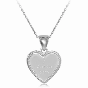 Sterling Silver "I Love You Heart" Pendant Chain