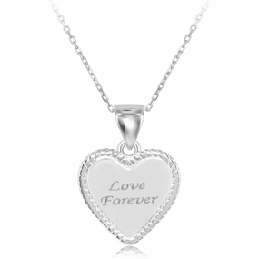 Sterling Silver "Love Forever" Heart Pendant Chain