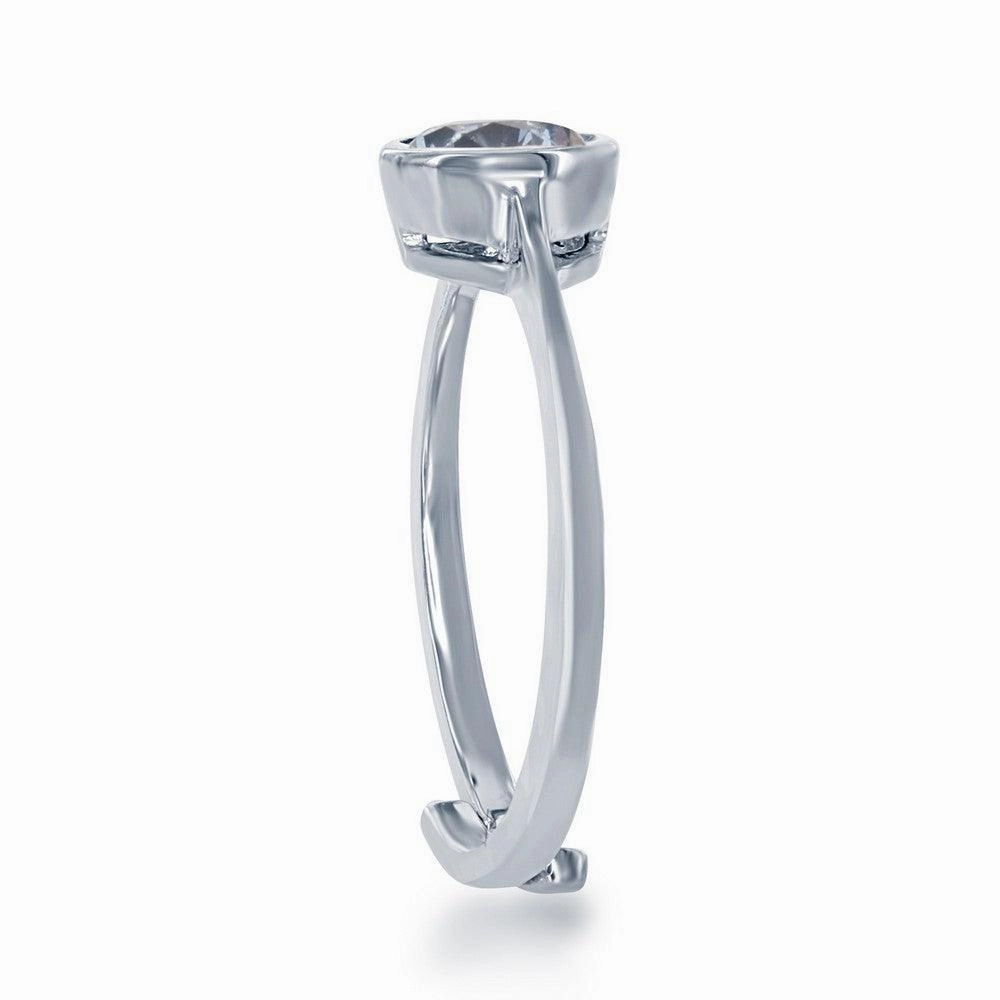 Sterling Silver "March" Aquamarine Bezel Set Ring