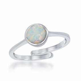 Sterling Silver "October" White Opal Bezel Set Ring