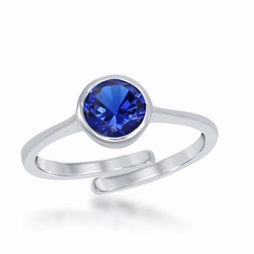 Sterling Silver "September" Sapphire Bezel Set Ring