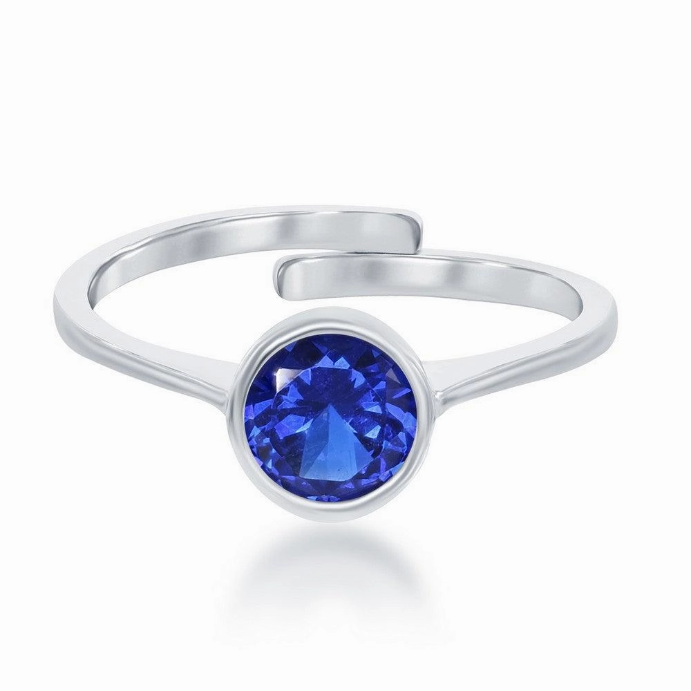 Sterling Silver "September" Sapphire Bezel Set Ring