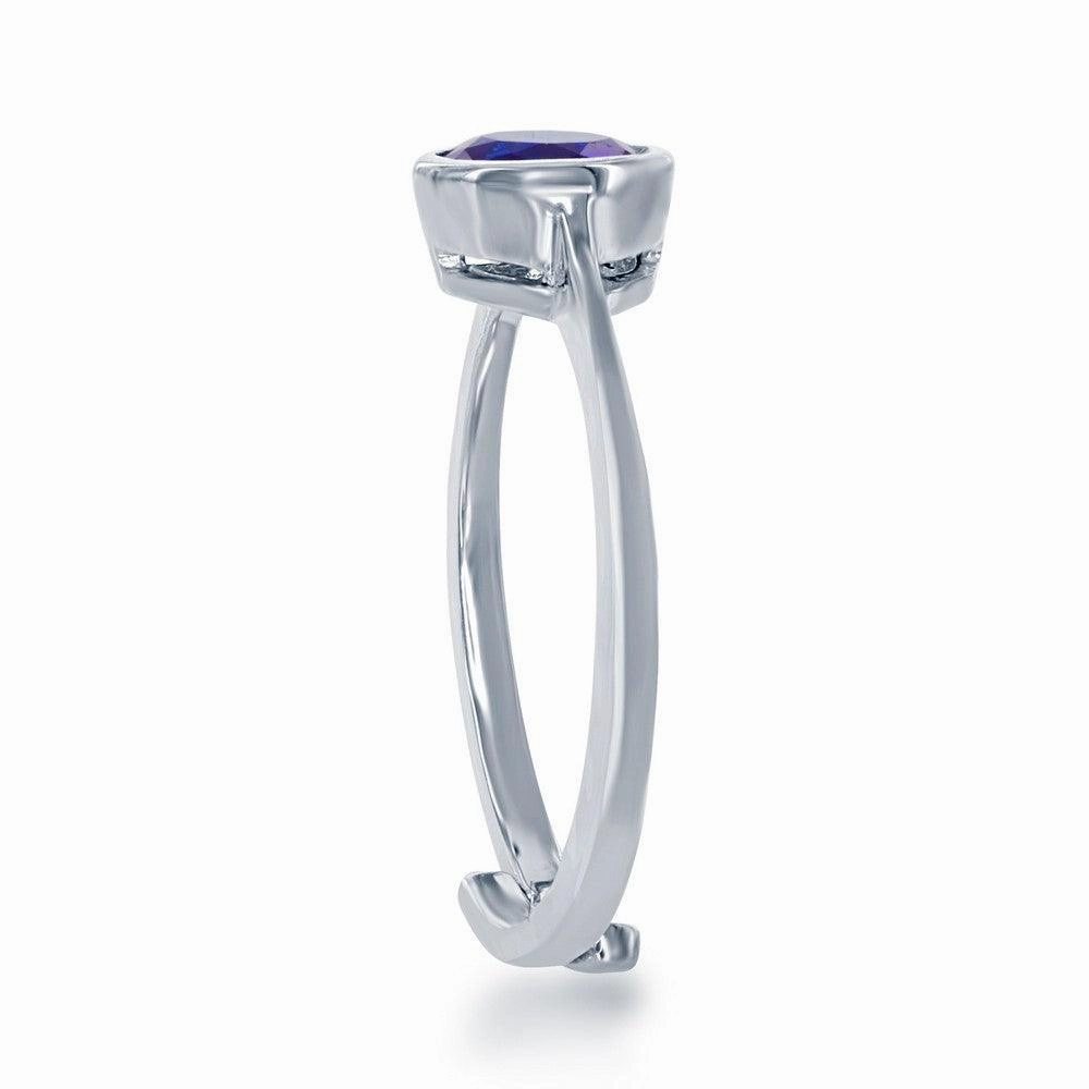 Sterling Silver "September" Sapphire Bezel Set Ring