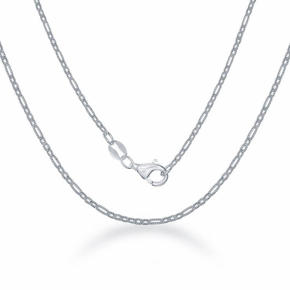 Sterling Silver Rectangle and Circle Open Link Chain, 18"