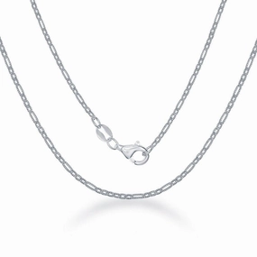 Sterling Silver Rectangle and Circle Open Link Chain, 18"