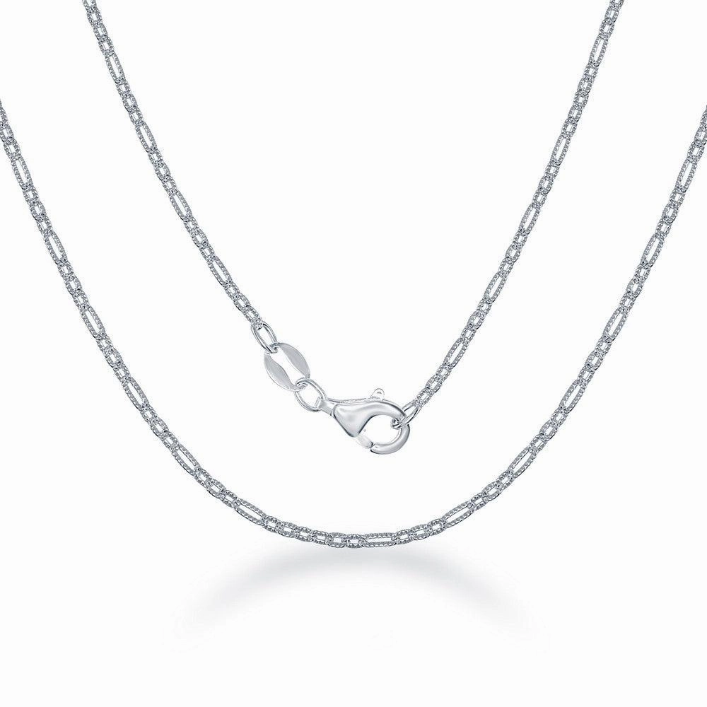 Sterling Silver Rectangle and Circle Open Link Chain, 20"