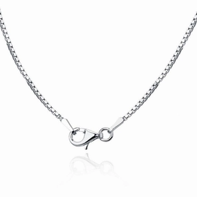 Sterling Silver Rhodium Plated 1.0mm Rhodium Box Chain, 18"