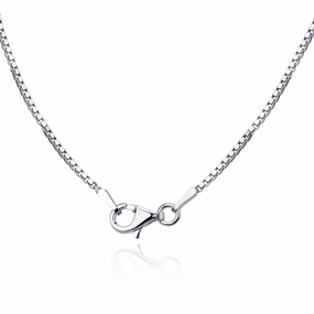 Sterling Silver Rhodium Plated 1.0mm Rhodium Box Chain, 20"