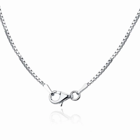 Sterling Silver Rhodium Plated 1.3mm Rhodium Box Chain, 24"