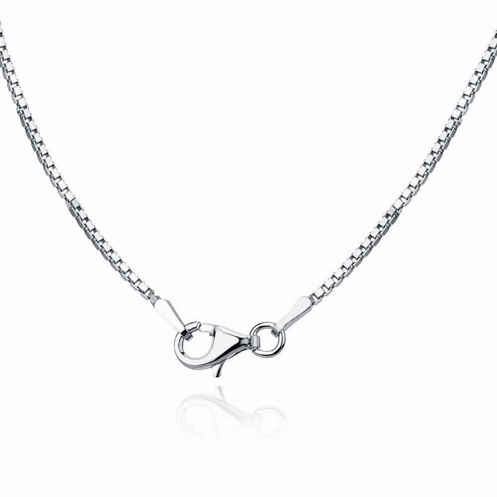 Sterling Silver Rhodium Plated 1.3mm Rhodium Box Chain, 24"