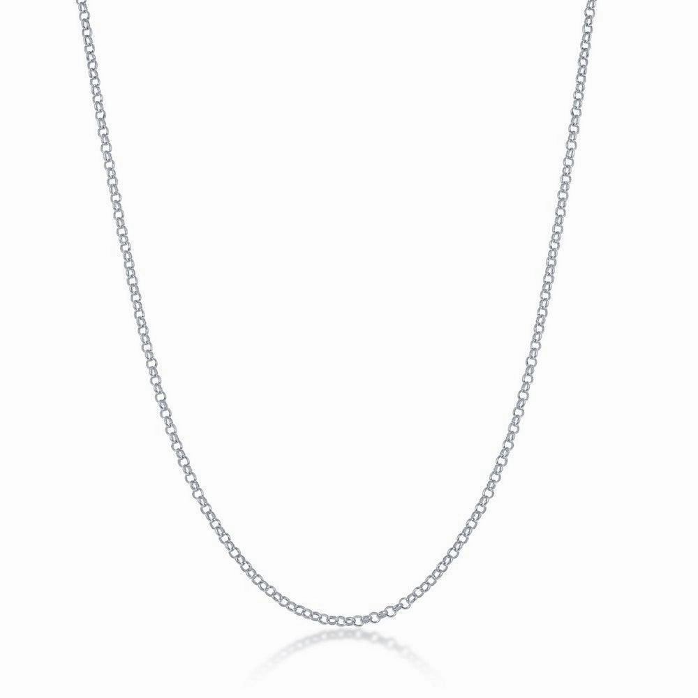 Sterling Silver Rhodium Plated 1.5mm Rolo Chain, 16