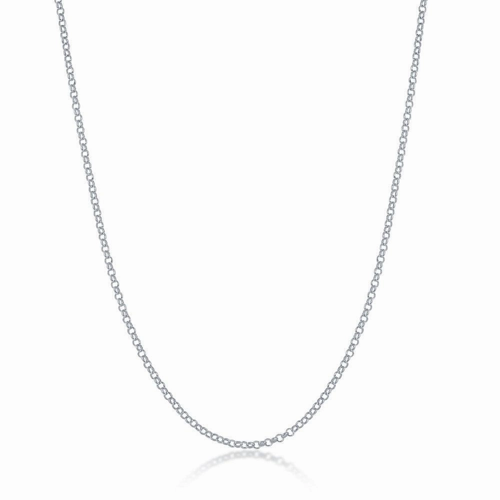 Sterling Silver Rhodium Plated 1.5mm Rolo Chain, 20