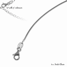 Sterling Silver Rhodium Plated 1mm Snake Chain