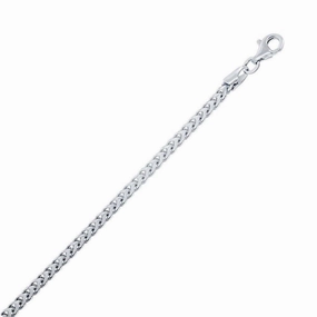 Sterling Silver Rhodium Plated 2.5mm Franco Chain, 30"