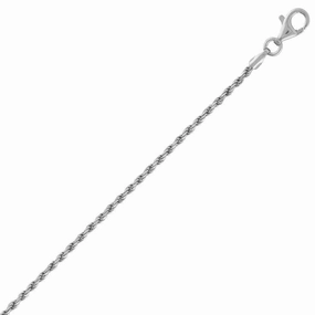 Sterling Silver Rhodium Plated 2mm Rope Chain, 18"