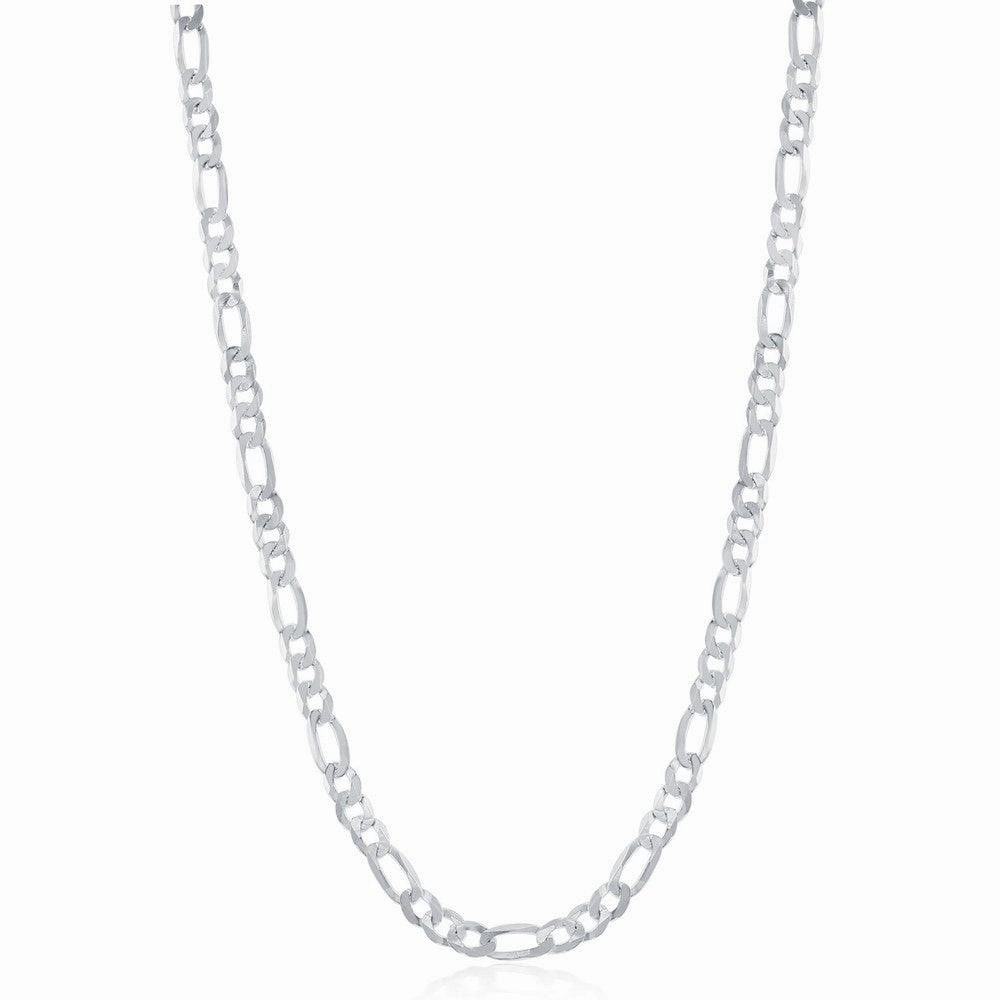 Sterling Silver Rhodium Plated 3.3mm Figaro Chain, 20"