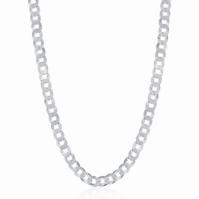 Sterling Silver Rhodium Plated 3.45mm Cuban Chain, 18"