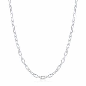 Sterling Silver Rhodium Plated 3.5mm Anchor Chain, 24"