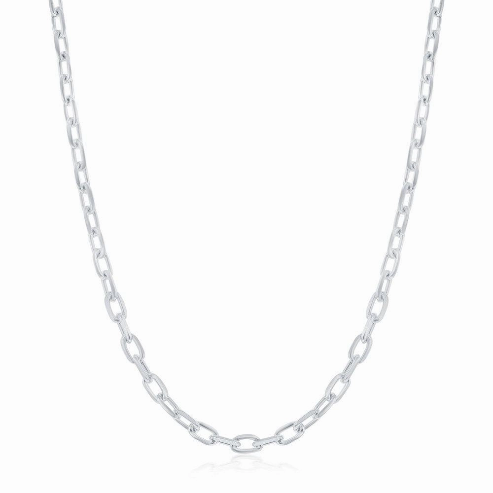 Sterling Silver Rhodium Plated 3.5mm Anchor Chain, 24"