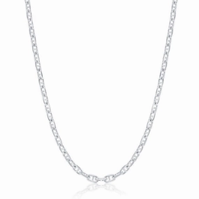 Sterling Silver Rhodium Plated 3.6mm Anchor Marina Chain, 18"