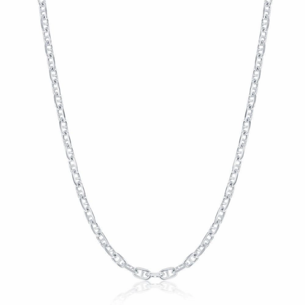 Sterling Silver Rhodium Plated 3.6mm Anchor Marina Chain, 20"