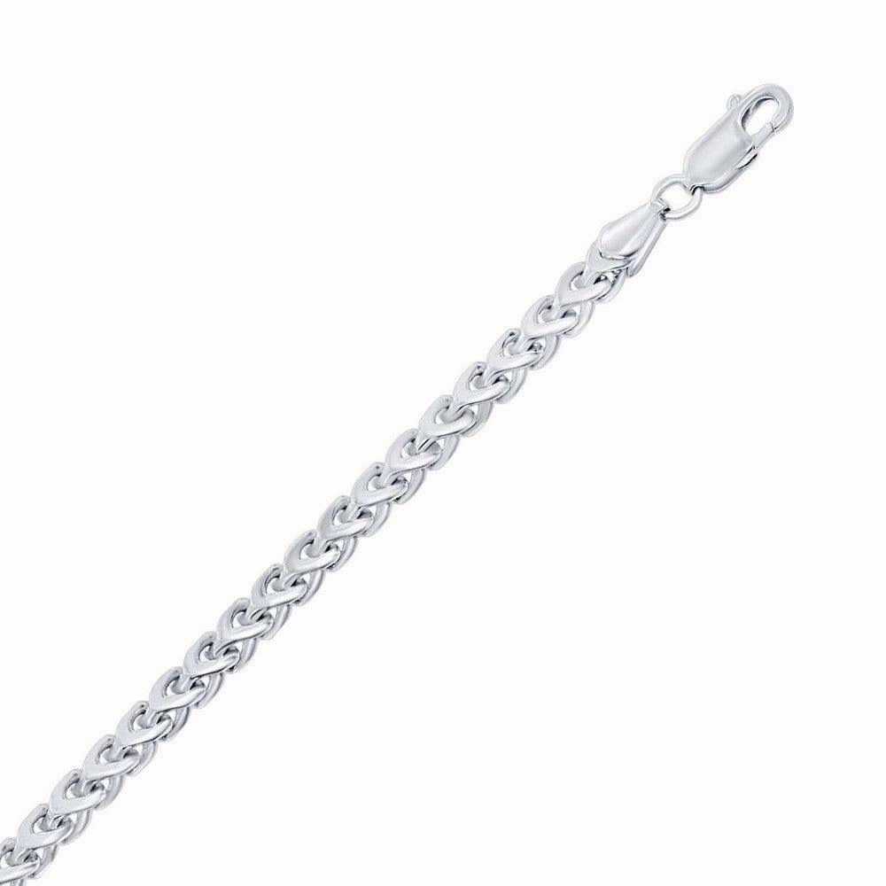 Sterling Silver Rhodium Plated 3mm Franco Chain, 8"