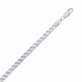 Sterling Silver Rhodium Plated 3mm Franco Chain, 8"