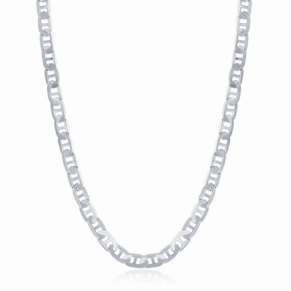 Sterling Silver Rhodium Plated 4.1mm Flat Marina Chain, 22"