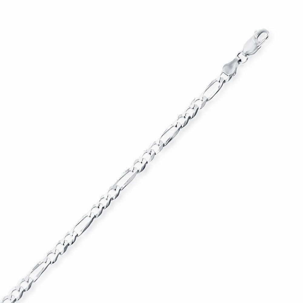 Sterling Silver Rhodium Plated 4.2mm Figaro Chain, 18"