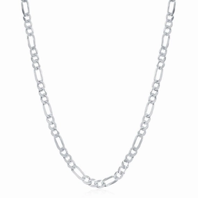 Sterling Silver Rhodium Plated 4.2mm Figaro Chain, 18"