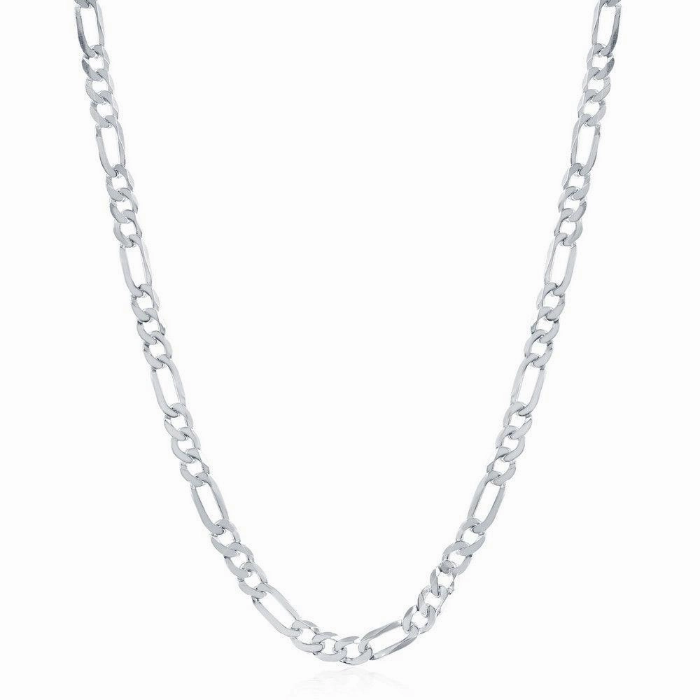 Sterling Silver Rhodium Plated 4.2mm Figaro Chain, 20"