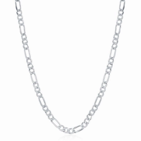 Sterling Silver Rhodium Plated 4.2mm Figaro Chain, 20"