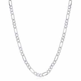 Sterling Silver Rhodium Plated 4.2mm Figaro Chain, 22"