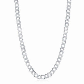 Sterling Silver Rhodium Plated 4.4mm Cuban Chain, 16