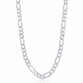 Sterling Silver Rhodium Plated 5.8mm Figaro Chain, 18