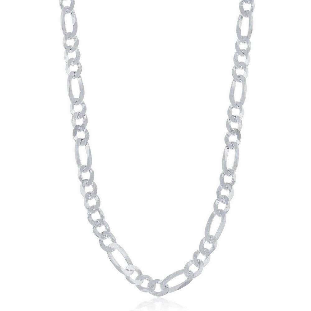 Sterling Silver Rhodium Plated 5.8mm Figaro Chain, 30"