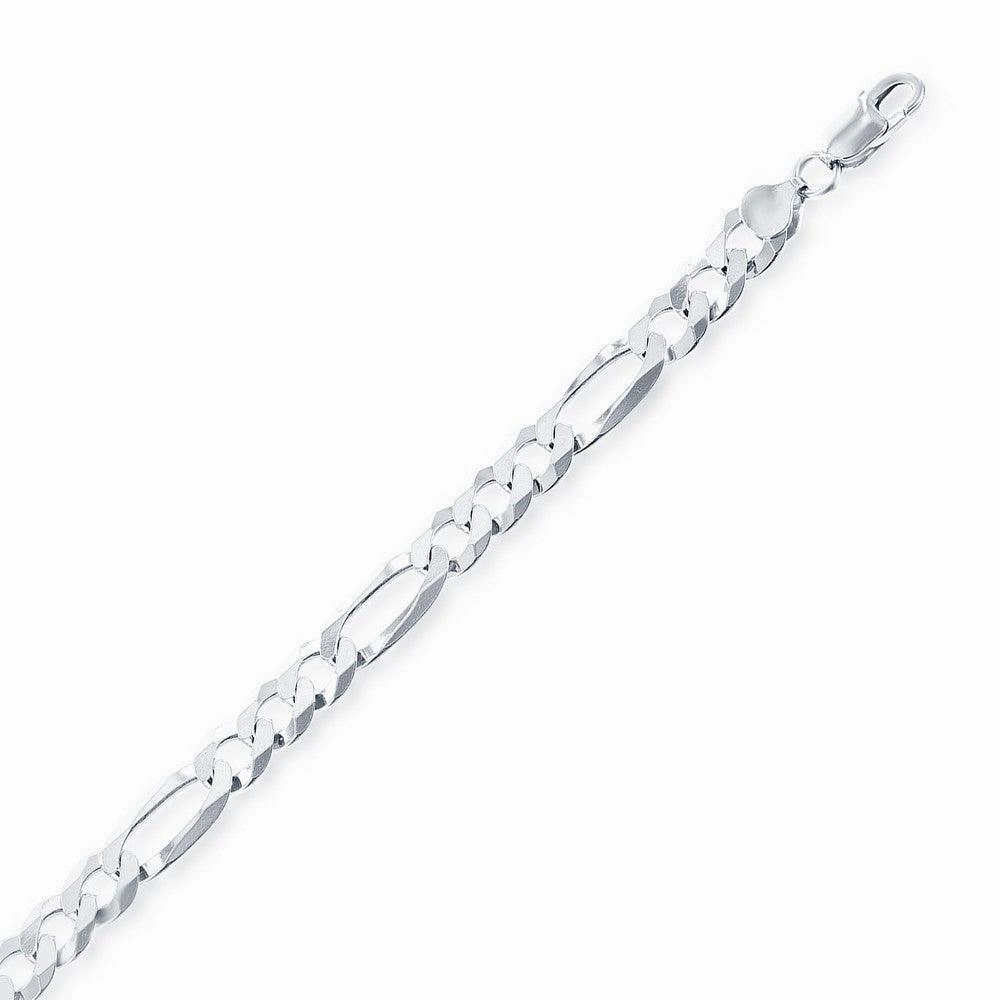 Sterling Silver Rhodium Plated 5.8mm Figaro Chain, 30"
