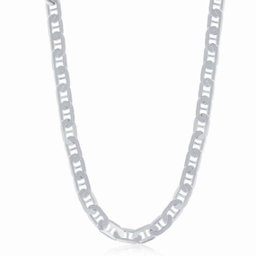 Sterling Silver Rhodium Plated 5.8mm Flat Marina Chain, 20"