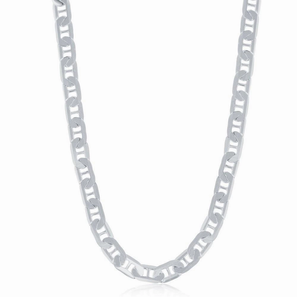 Sterling Silver Rhodium Plated 5.8mm Flat Marina Chain, 20"