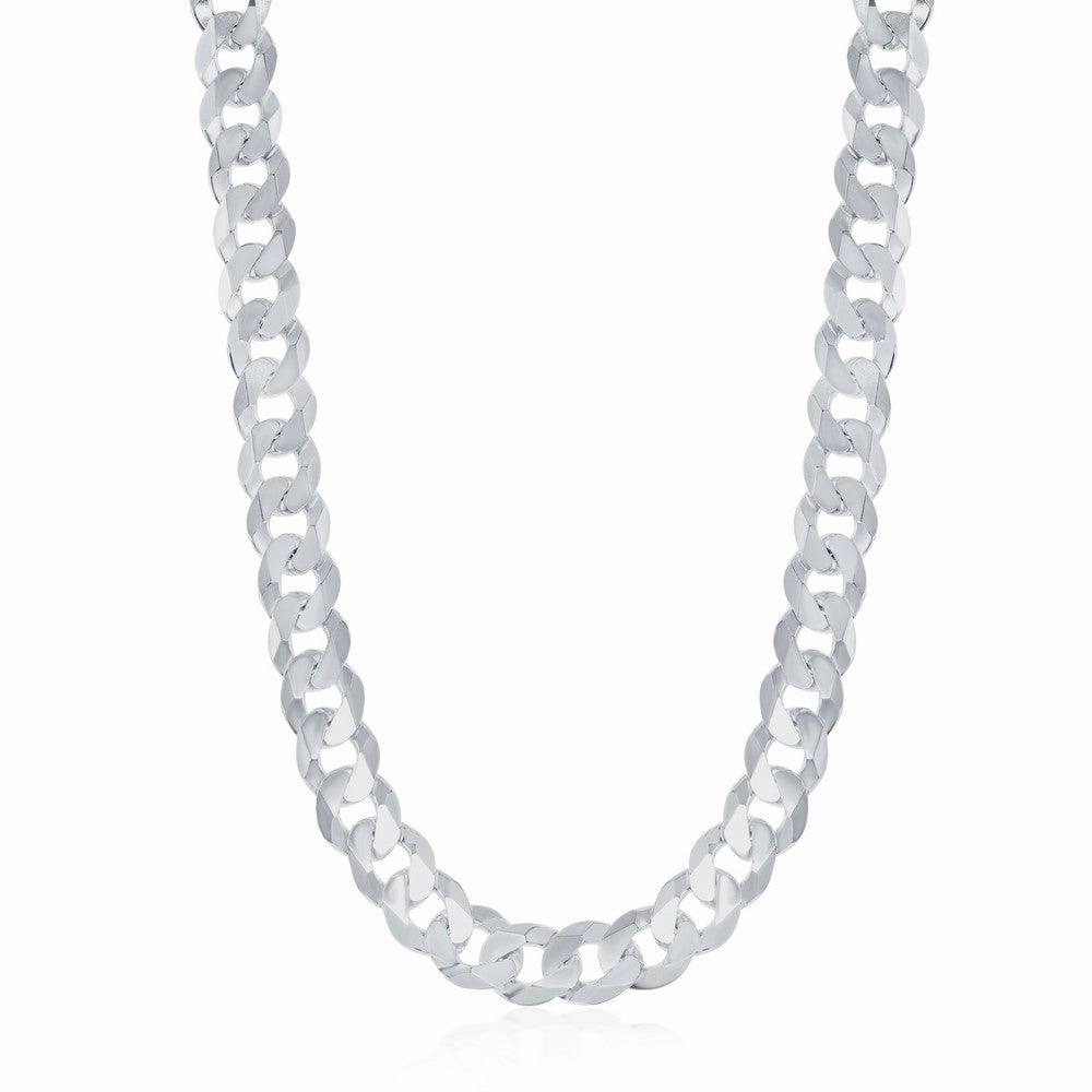 Sterling Silver Rhodium Plated 6.25mm Cuban Chain, 22"