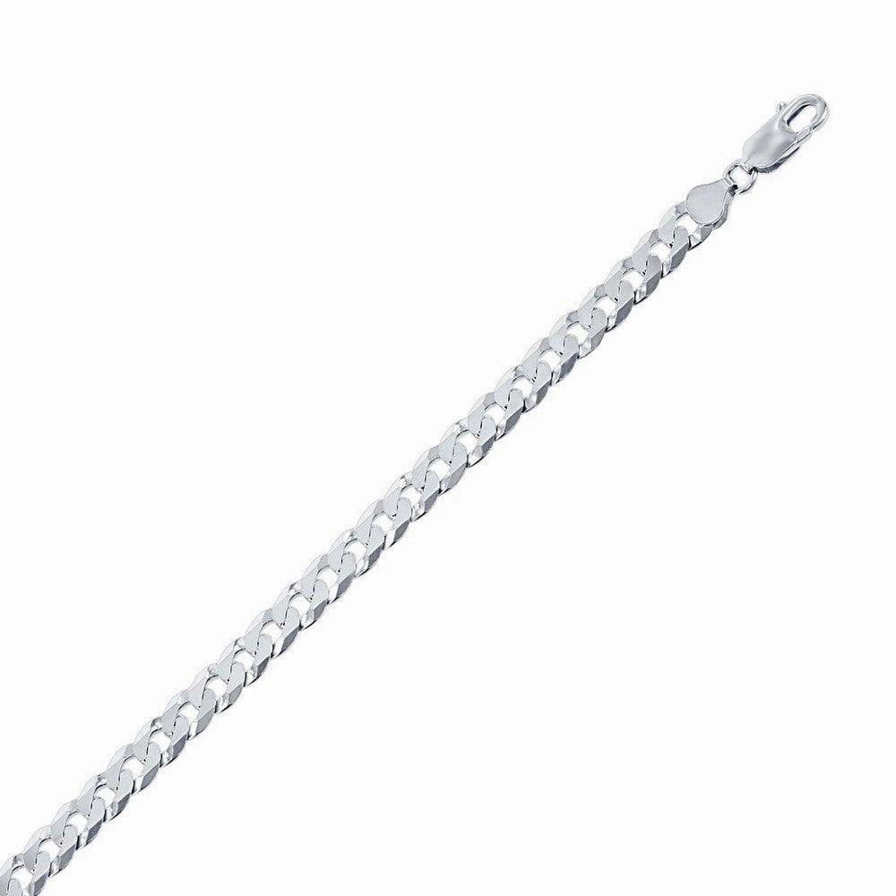 Sterling Silver Rhodium Plated 6.25mm Cuban Chain, 22"