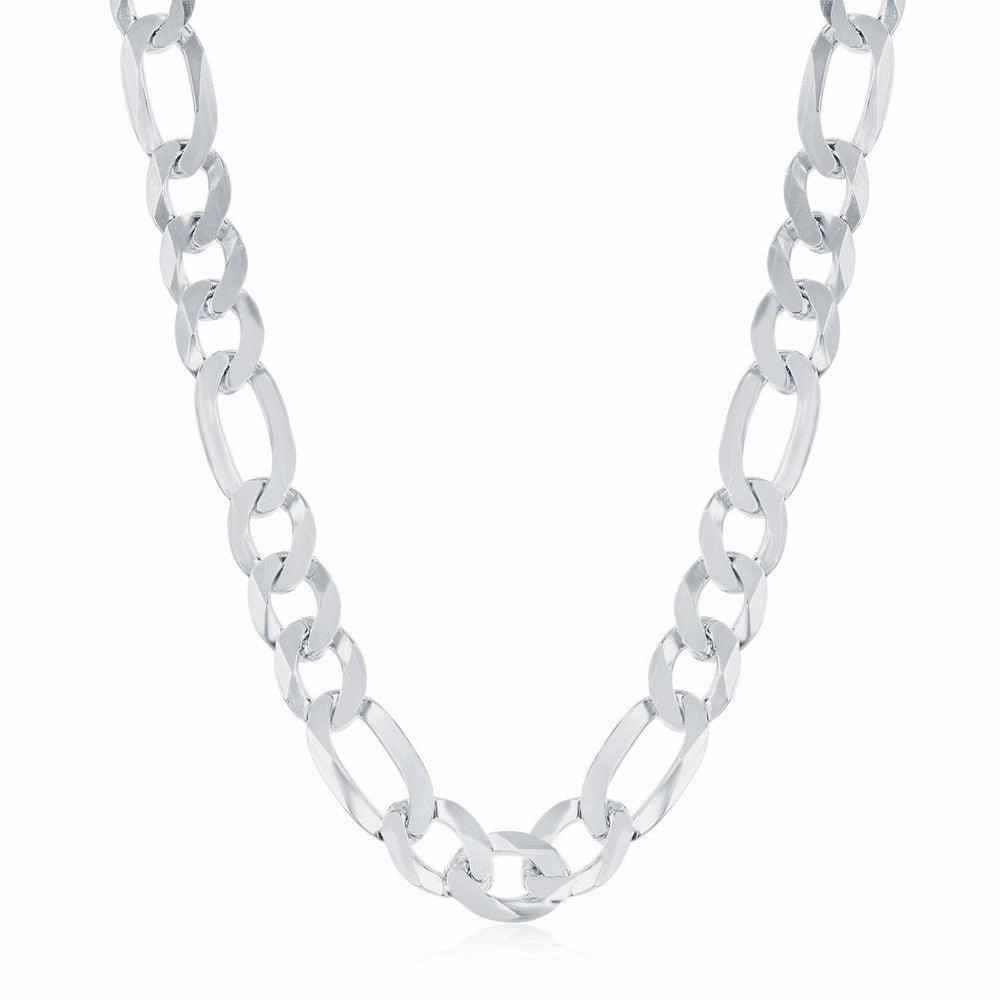 Sterling Silver Rhodium Plated 7.5mm Figaro Chain, 20"