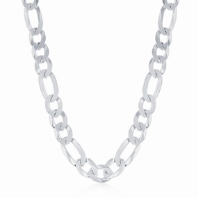 Sterling Silver Rhodium Plated 7.5mm Figaro Chain, 20"