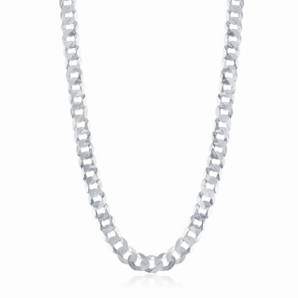 Sterling Silver Rhodium Plated 7.85mm Cuban Chain, 20"