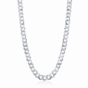Sterling Silver Rhodium Plated 7.85mm Cuban Chain, 20"