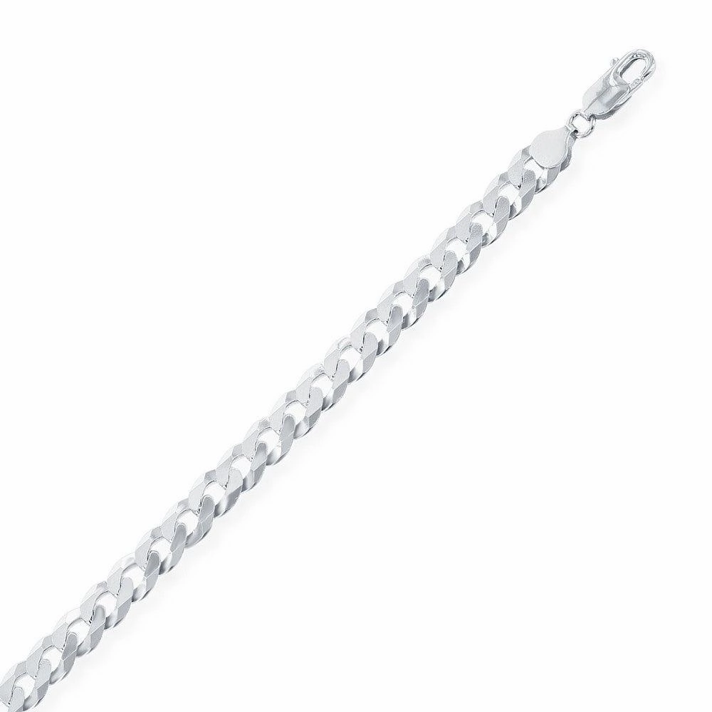 Sterling Silver Rhodium Plated 7.85mm Cuban Chain, 20"