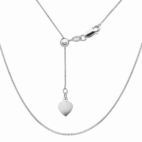 Sterling Silver Rhodium Plated Adjustable Box Chain