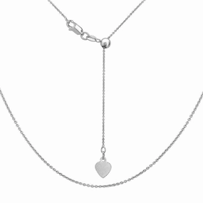 Sterling Silver Rhodium Plated Adjustable Rolo Chain
