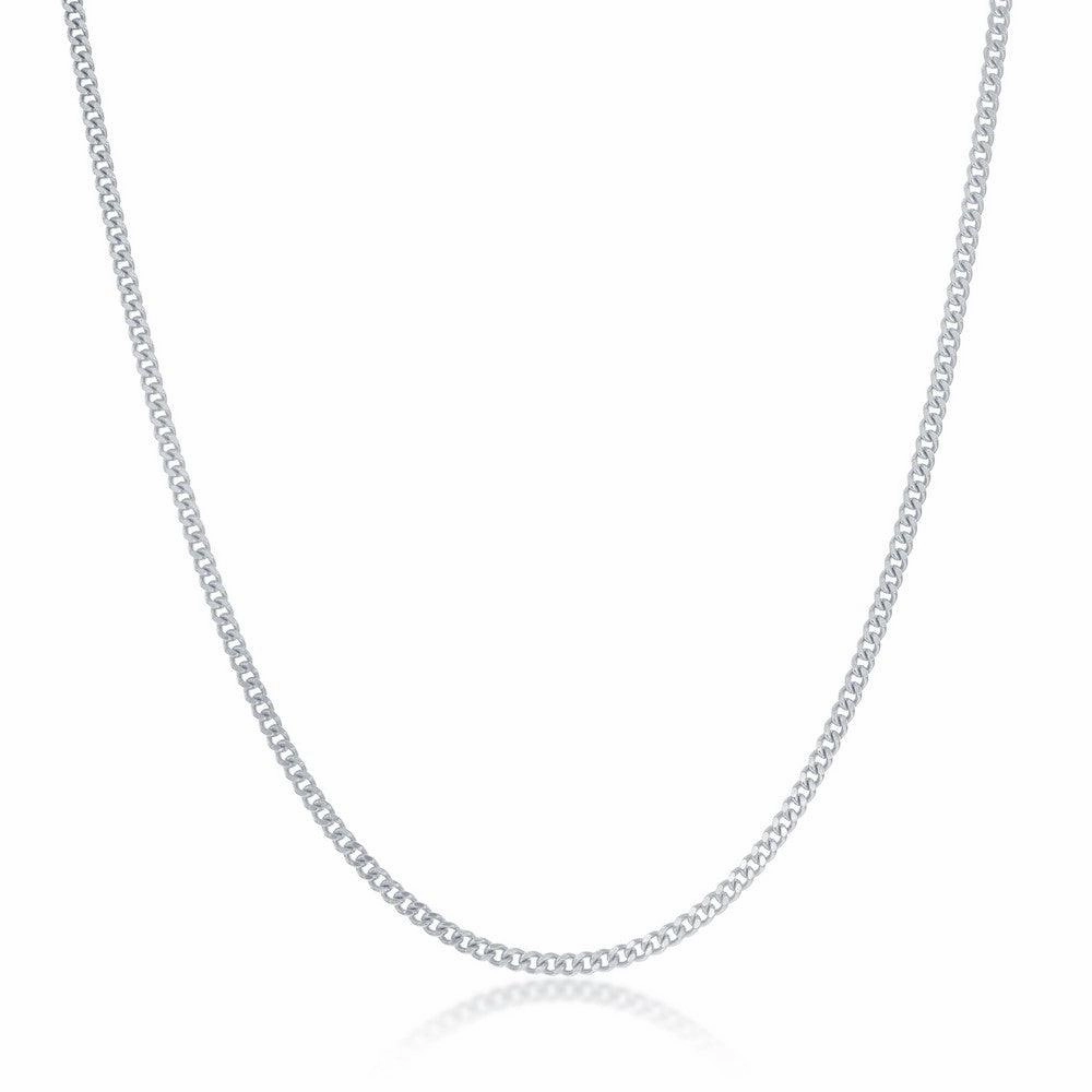 Sterling Silver Rhodium Plated Curb Chain, 18"