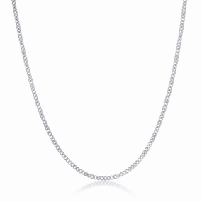 Sterling Silver Rhodium Plated Curb Chain, 18"